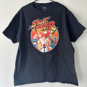 Gaming Black Street Fighter cotton Retro t-shirt - Size XL